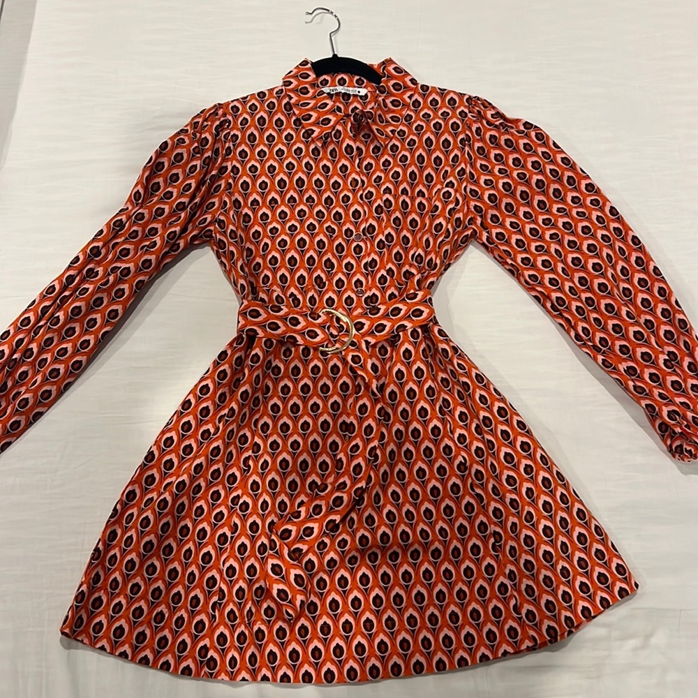 Zara red dress with belt